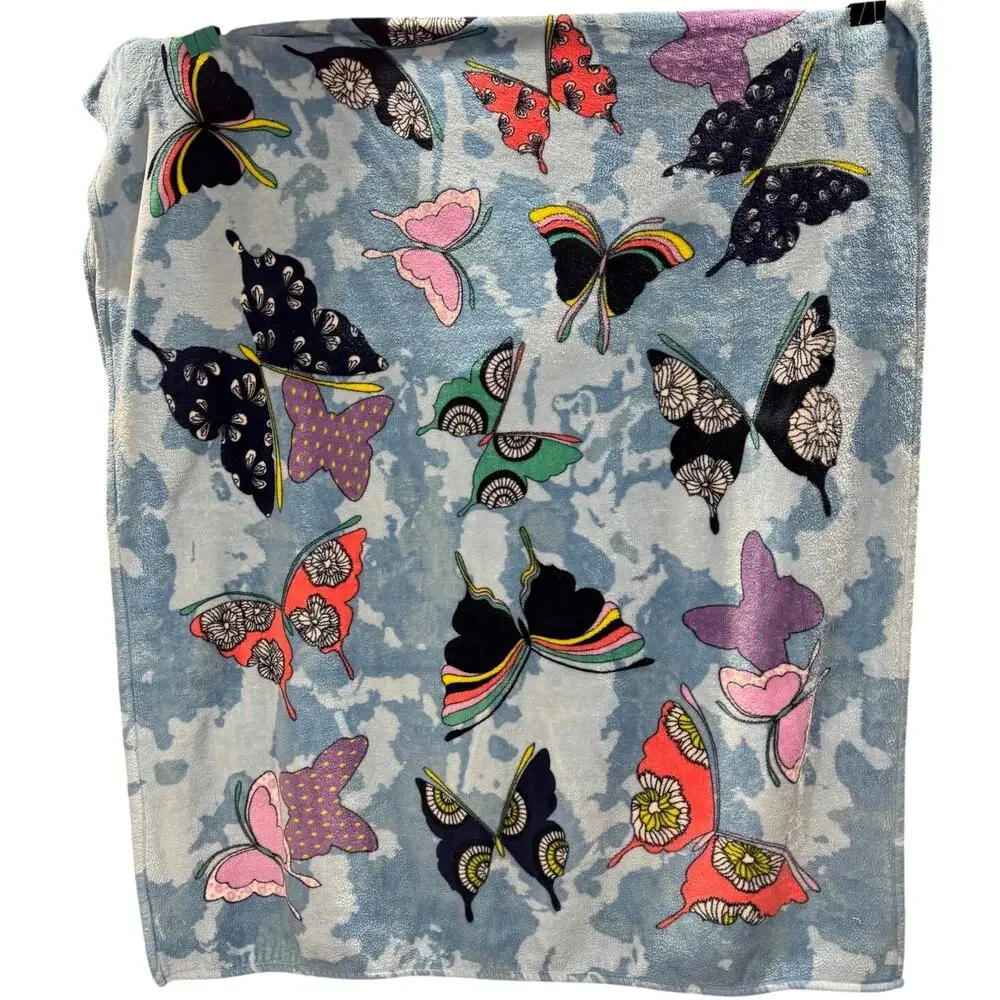 Vera Bradley Butterfly Throw Blanket Plush Fleece 48.5